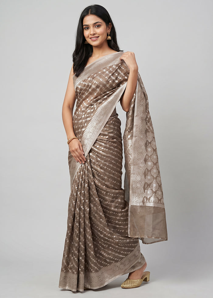 Cream Kora Silk Saree With Blouse Piece
