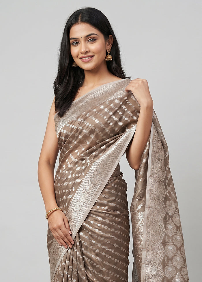 Cream Kora Silk Saree With Blouse Piece