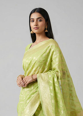 Green Kora Silk Saree With Blouse Piece