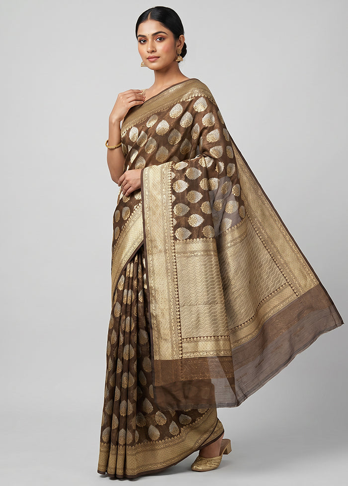 Cream Kora Silk Saree With Blouse Piece