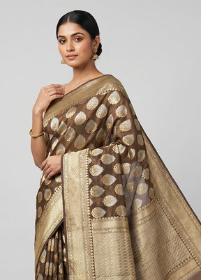 Cream Kora Silk Saree With Blouse Piece