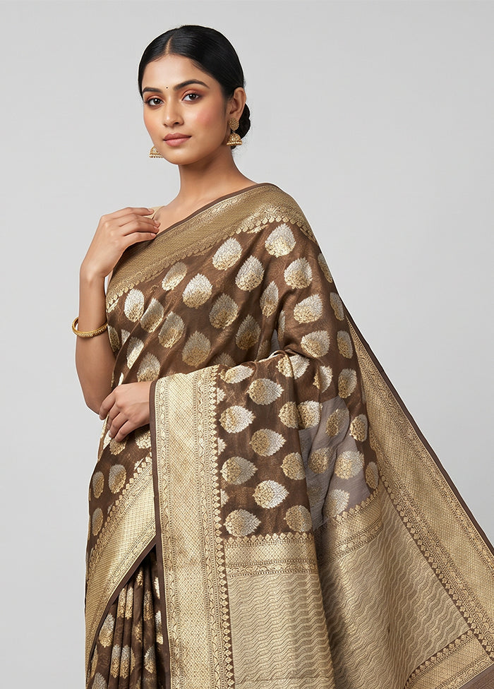 Cream Kora Silk Saree With Blouse Piece
