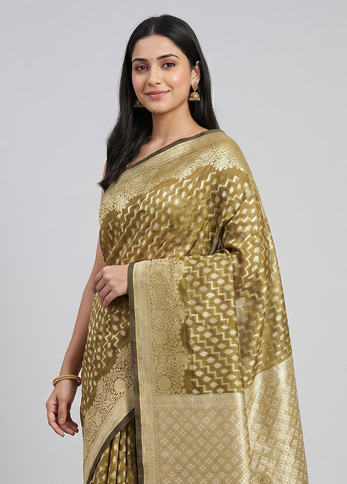 Green Kora Silk Saree With Blouse Piece