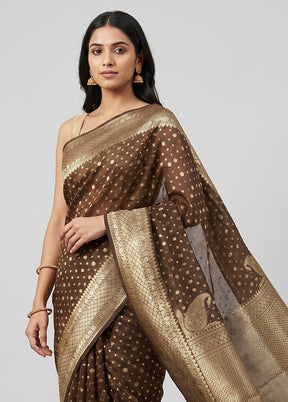 Cream Kora Silk Saree With Blouse Piece
