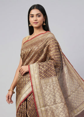 Cream Kora Silk Saree With Blouse Piece