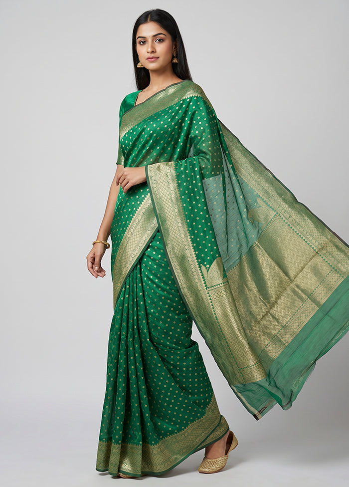 Green Kora Silk Saree With Blouse Piece