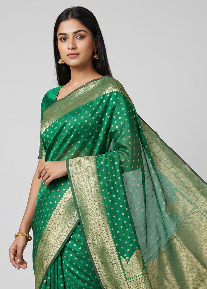 Green Kora Silk Saree With Blouse Piece