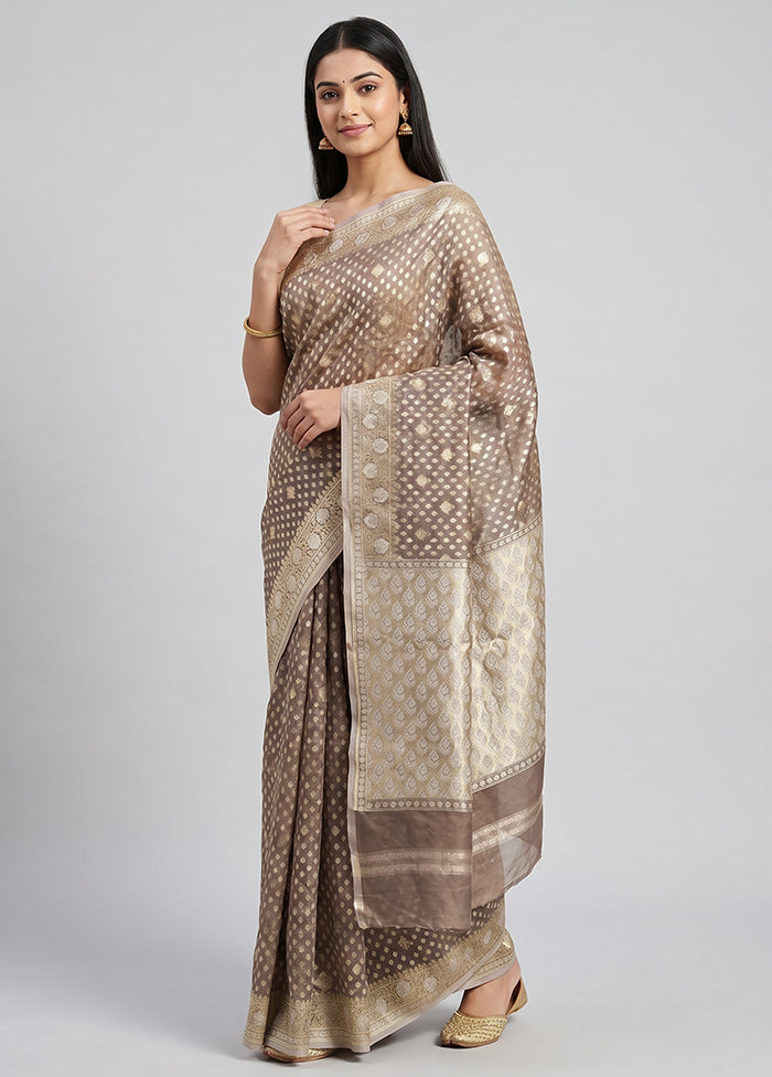 Grey Kora Silk Saree With Blouse Piece