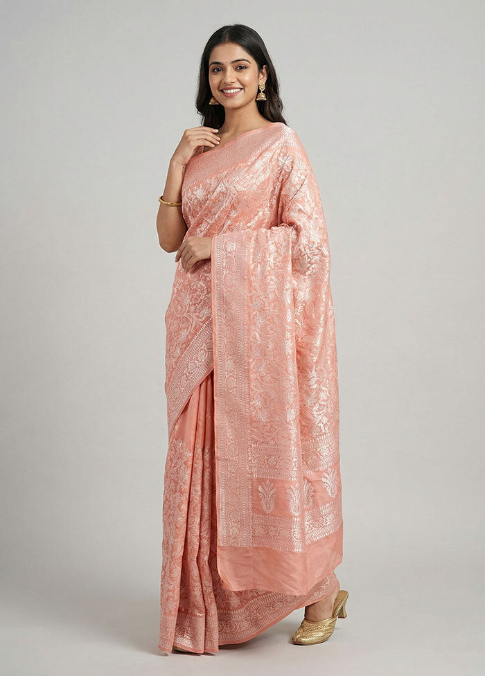 Pink Organza Saree With Blouse Piece