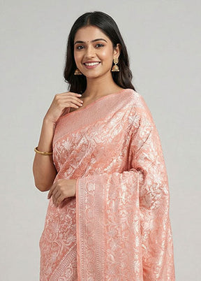 Pink Organza Saree With Blouse Piece