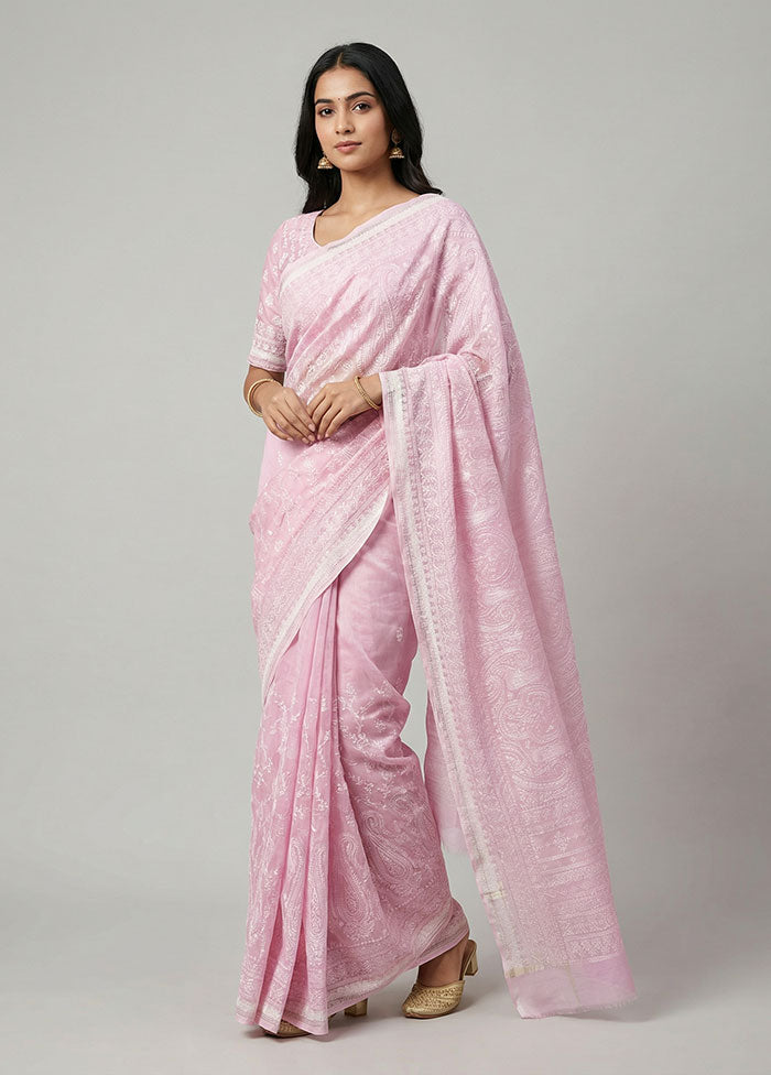 Purple Organza Saree With Blouse Piece