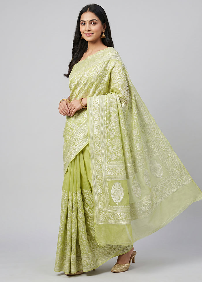 Green Organza Saree With Blouse Piece