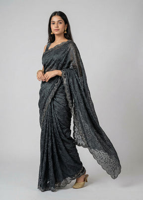 Black Organza Saree With Blouse Piece