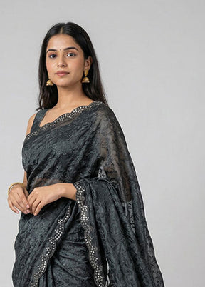 Black Organza Saree With Blouse Piece