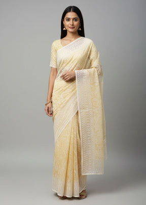 Yellow Organza Saree With Blouse Piece