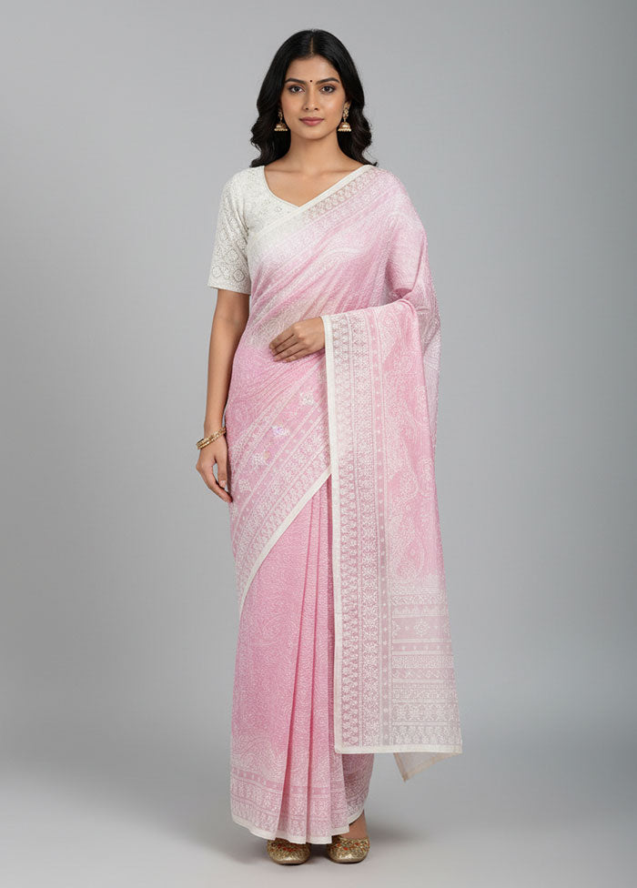 Purple Organza Saree With Blouse Piece