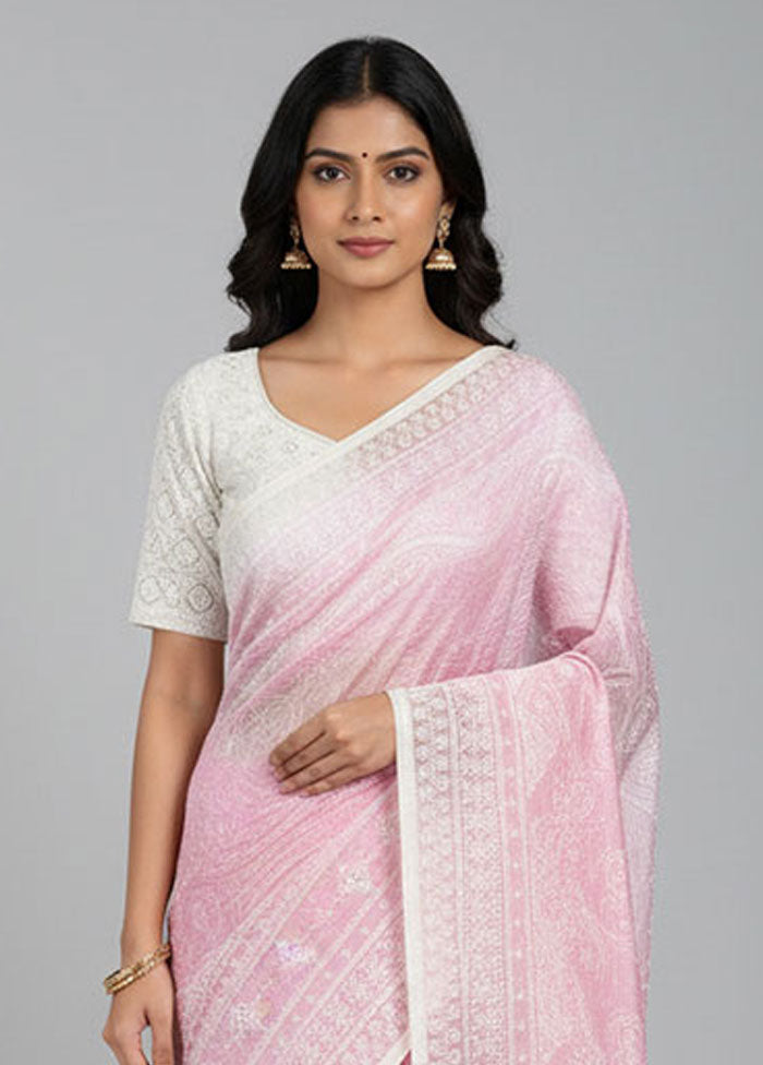 Purple Organza Saree With Blouse Piece