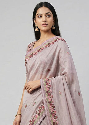 Purple Organza Saree With Blouse Piece