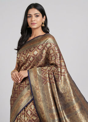 Blue Handloom Tanchoi Pure Silk Saree With Blouse Piece