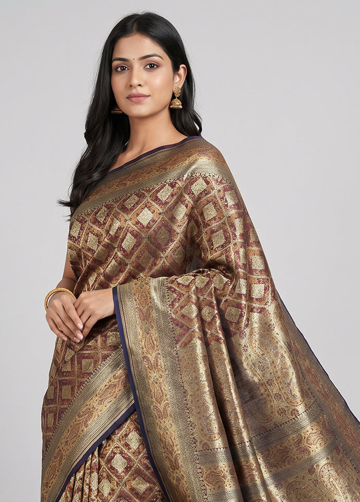 Blue Handloom Tanchoi Pure Silk Saree With Blouse Piece