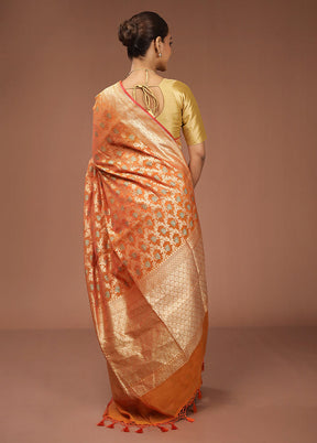 Yellow Kora Silk Saree With Blouse Piece