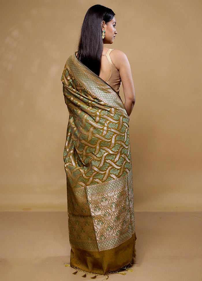 Green Kora Silk Saree With Blouse Piece