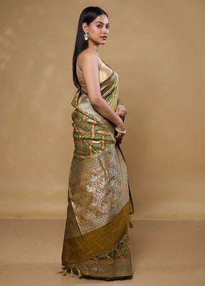 Green Kora Silk Saree With Blouse Piece