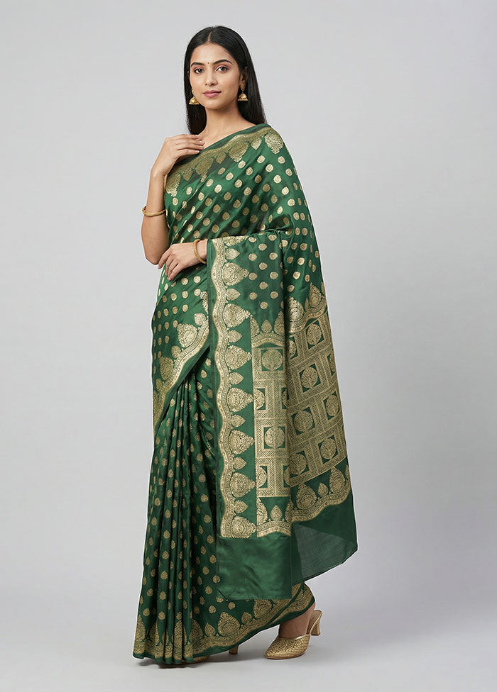 Green Banarasi Silk Saree With Blouse Piece