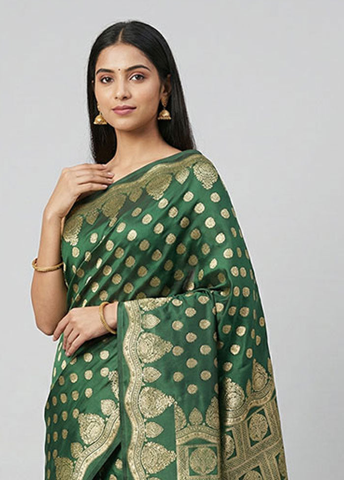 Green Banarasi Silk Saree With Blouse Piece