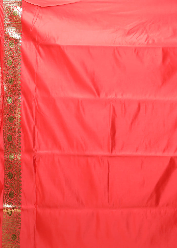 Pink Banarasi Silk Saree With Blouse Piece