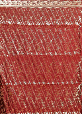 Maroon Banarasi Silk Saree With Blouse Piece