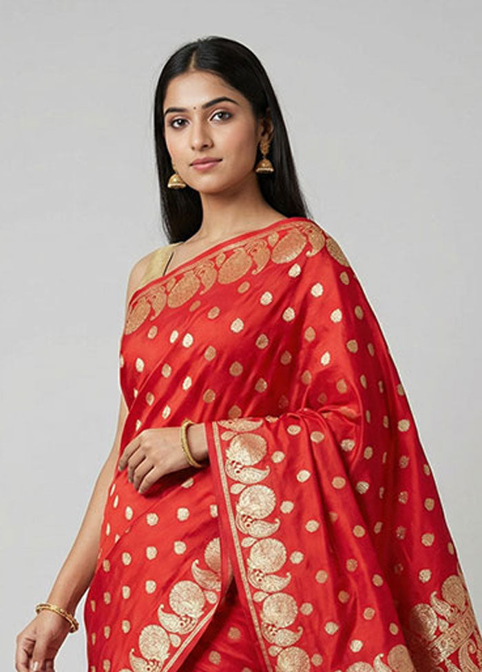 Pink Handloom Banarasi Pure Silk Saree With Blouse Piece