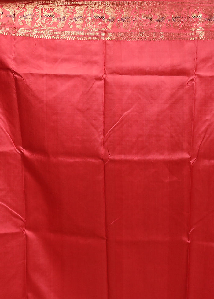 Pink Handloom Baluchari Pure Silk Saree With Blouse Piece