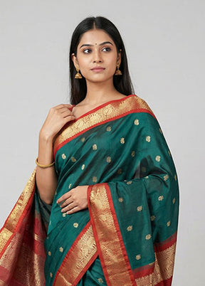Green Kanjivaram Silk Saree With Blouse Piece