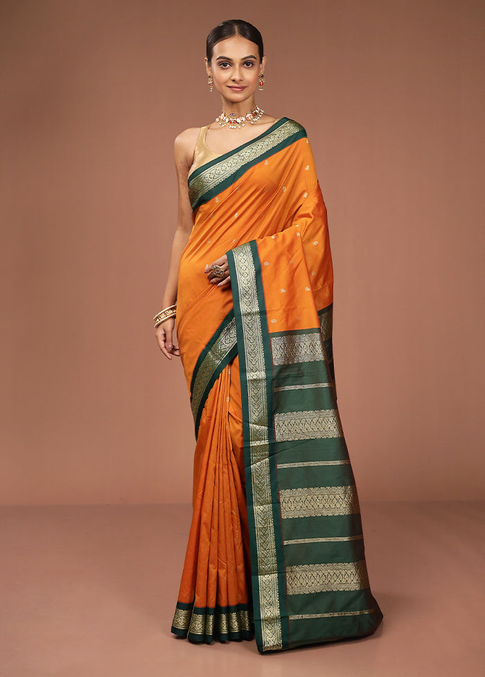 Yellow Kanjivaram Silk Saree With Blouse Piece