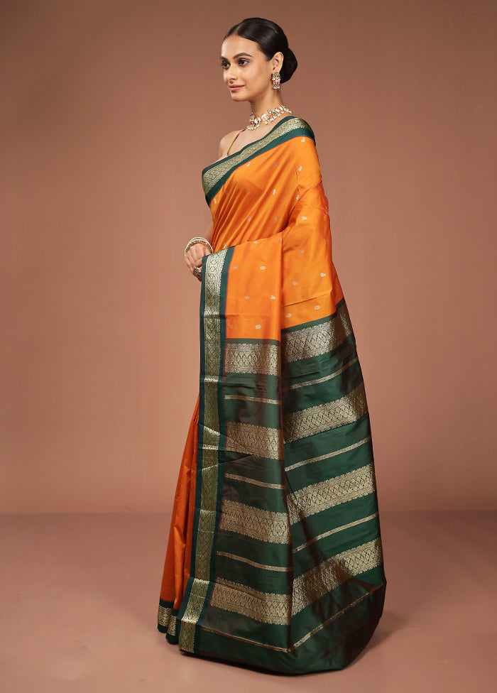 Yellow Kanjivaram Silk Saree With Blouse Piece
