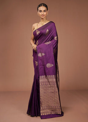 Purple Kanjivaram Silk Saree With Blouse Piece
