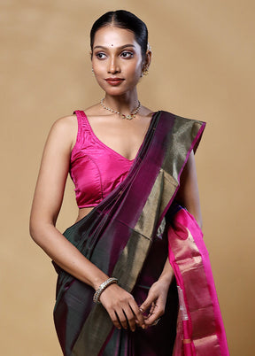 Violet Kalakshetra Silk Saree With Blouse Piece