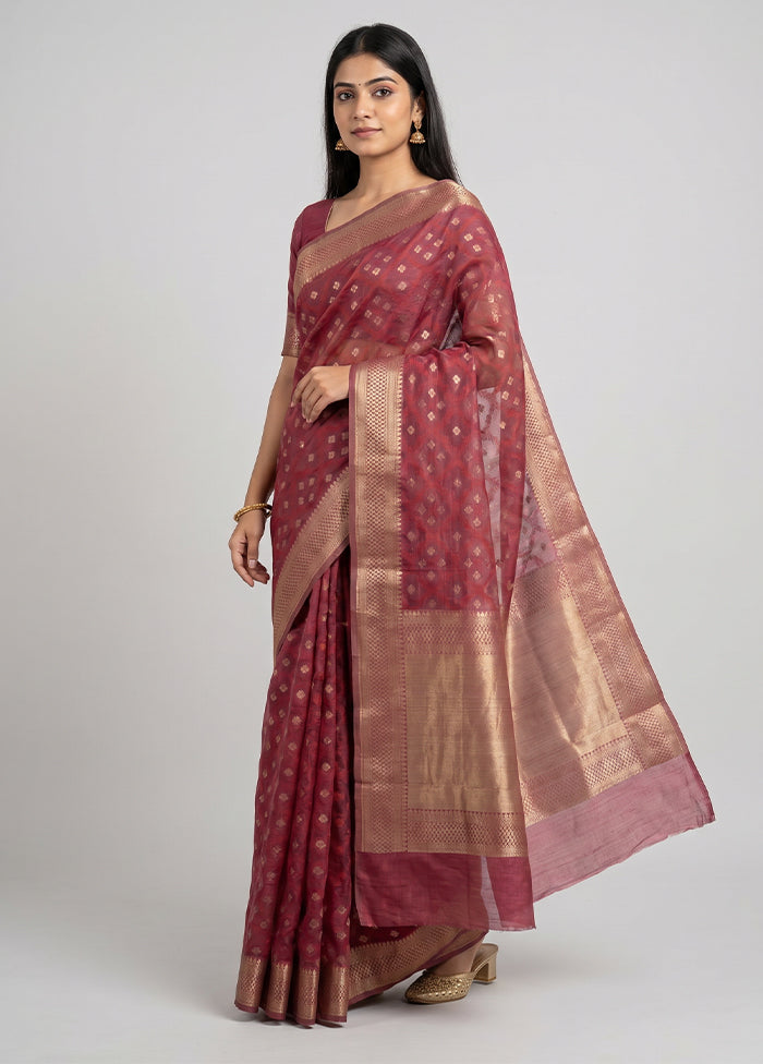 Pink Cotton Saree With Blouse Piece