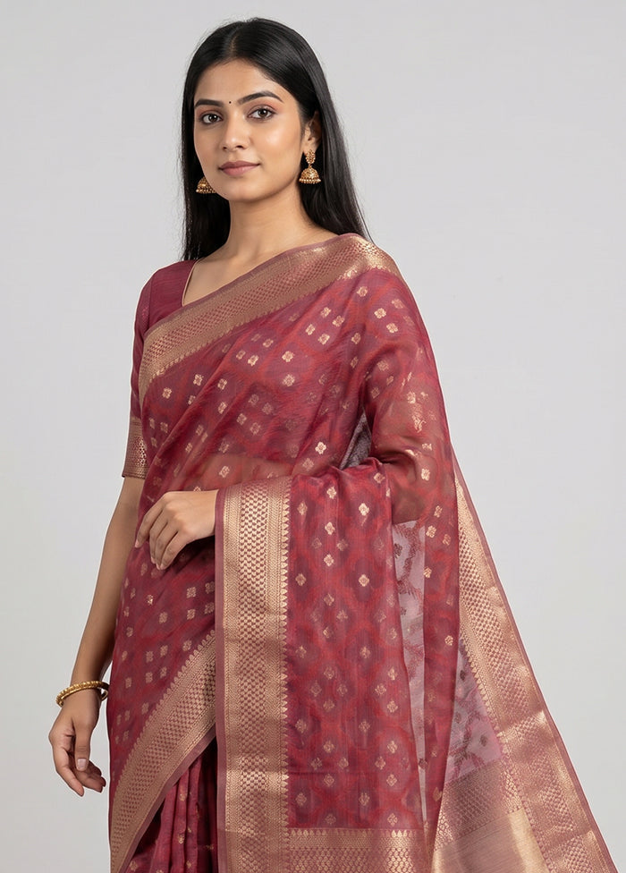 Pink Cotton Saree With Blouse Piece