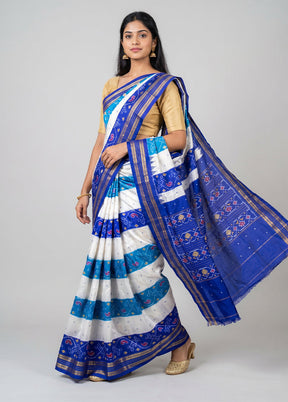 Multicolor Handloom Ikkat Pure Silk Saree With Blouse Piece