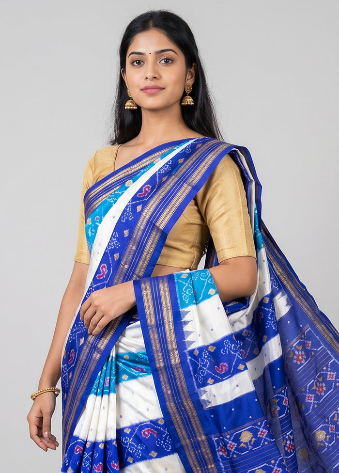 Multicolor Handloom Ikkat Pure Silk Saree With Blouse Piece