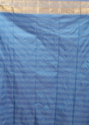 Blue Kanjivaram Silk Saree With Blouse Piece
