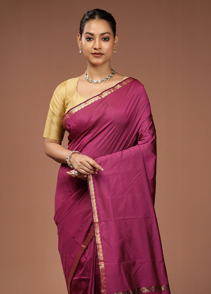 Purple Kanjivaram Silk Saree With Blouse Piece