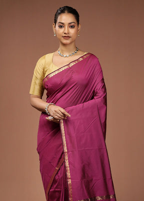 Purple Kanjivaram Silk Saree With Blouse Piece