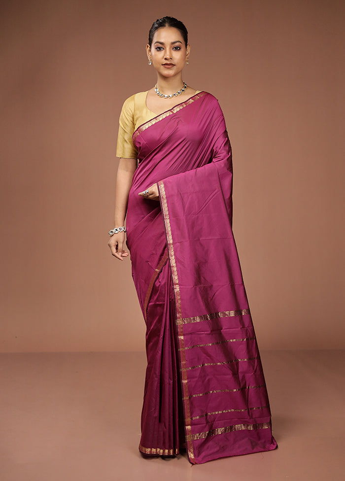 Purple Kanjivaram Silk Saree With Blouse Piece