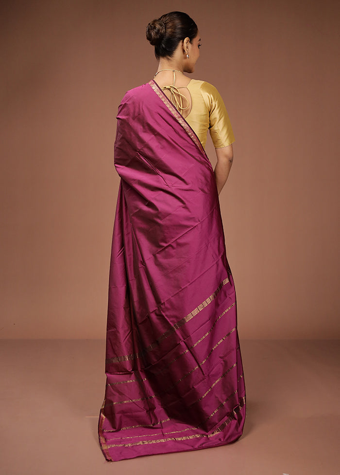 Purple Kanjivaram Silk Saree With Blouse Piece