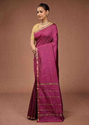 Purple Kanjivaram Silk Saree With Blouse Piece