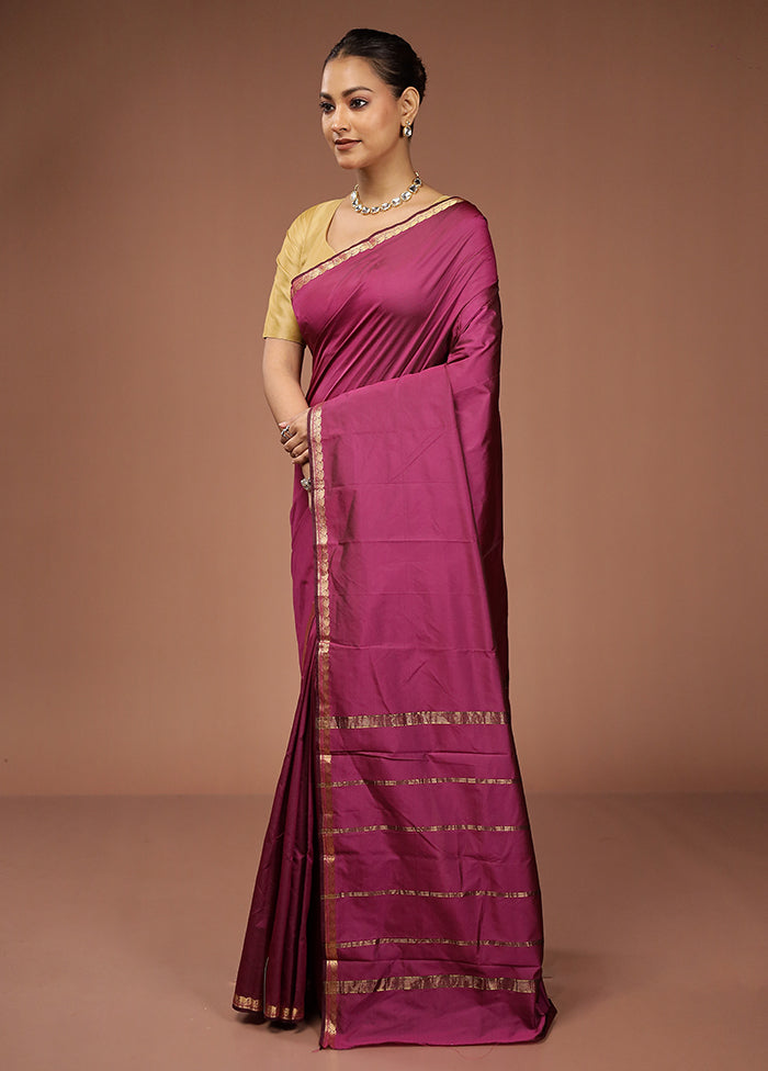 Purple Kanjivaram Silk Saree With Blouse Piece