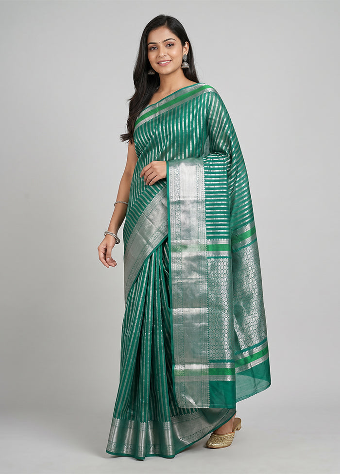 Green Handloom Dupion Pure Silk Saree With Blouse Piece